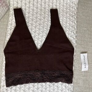 PacSun Dark Brown Lace Bralette/Crop Tank